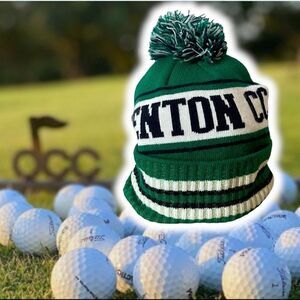Denton Country Club Texas Stripe Cuffed Rugby Pom Pom Knit Beanie